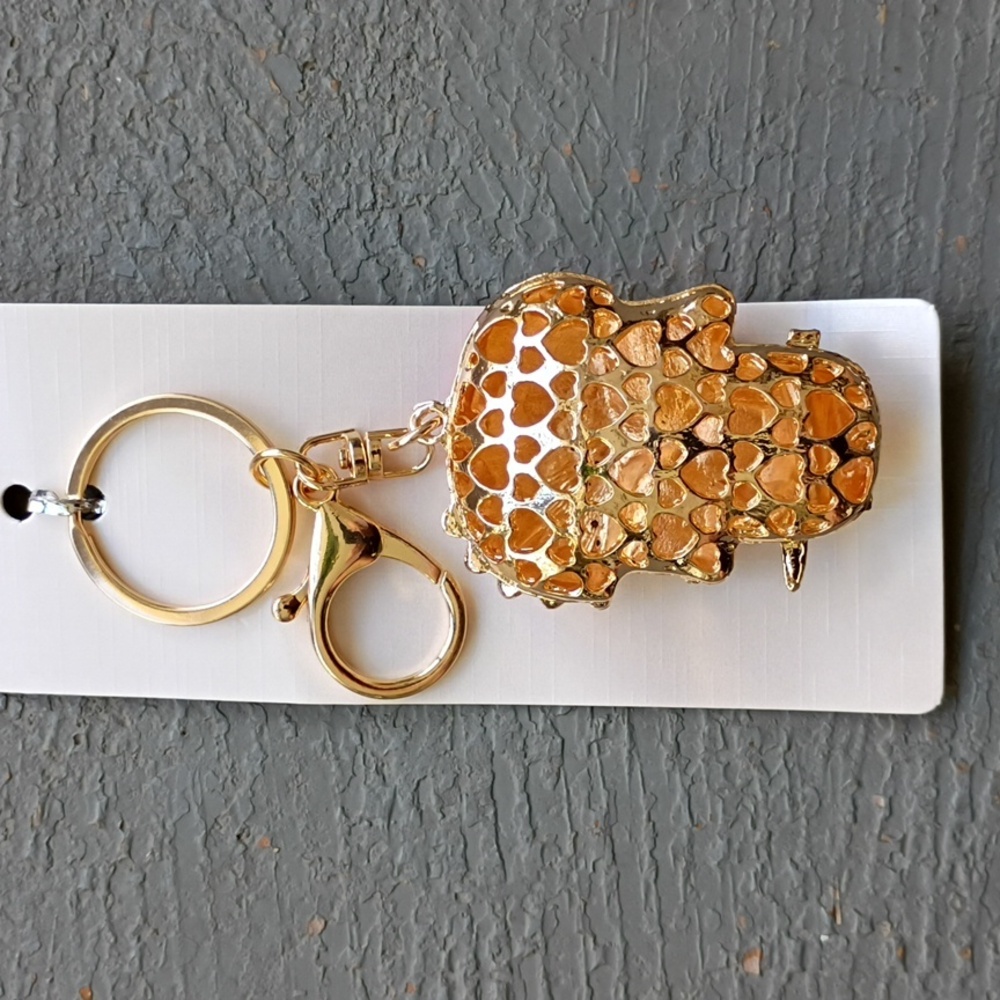 Gold Skull Keychain with Rhinestones - Picture 2 of 8